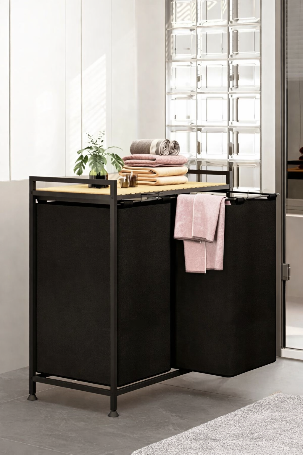 Çamaşır Sepeti Kirli Sepeti Ahşap Banyo Dolabı Büyük Boy Geniş 2 Bölmeli Kumaş Kirli Sepeti Çamaşır Sepeti Kirli Sepeti Ahşap Banyo Dolabı Büyük Boy Geniş 2 Bölmeli Kumaş Kirli Sepeti